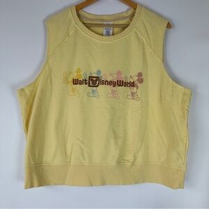 Disney WDW Mickey Mouse Ice‎ Cream Women’s 2X Yellow Embroidered Sweatshirt Tank